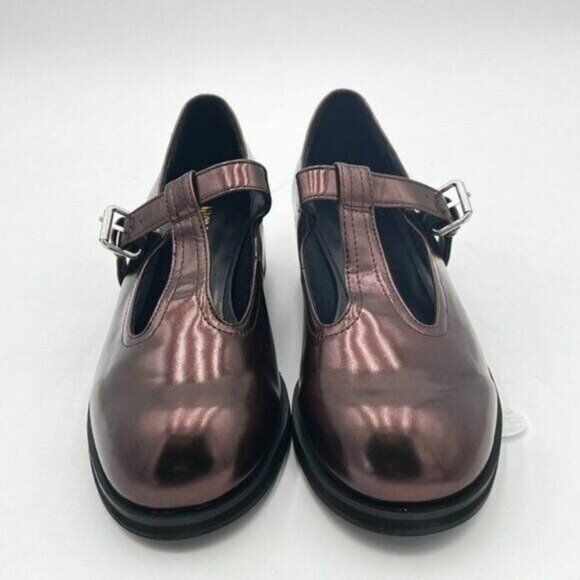 YDN Brown Dressy T Strap Pumps Square Closed Toe Mary Jane Block Low Heels Shoes - Picture 3 of 6